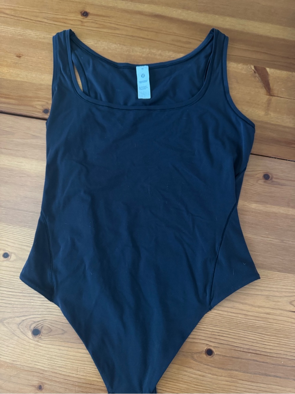 lululemon athletica Black Scoop-Neck Stretch Bodysuit